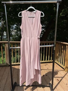 Calvin Klein Blush Pink Faux Wrap Wide Leg Jumpsuit Size 12